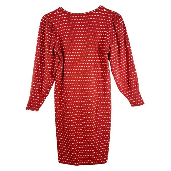 MADEWELL "Square Neck" Long Sleeve Patterned Mini Dress Bow-Tie Jacquard XS - Picture 6 of 11